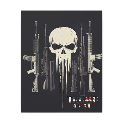 Trump print with skulls and guns, Matte Canvas, Stretched, 1.25"