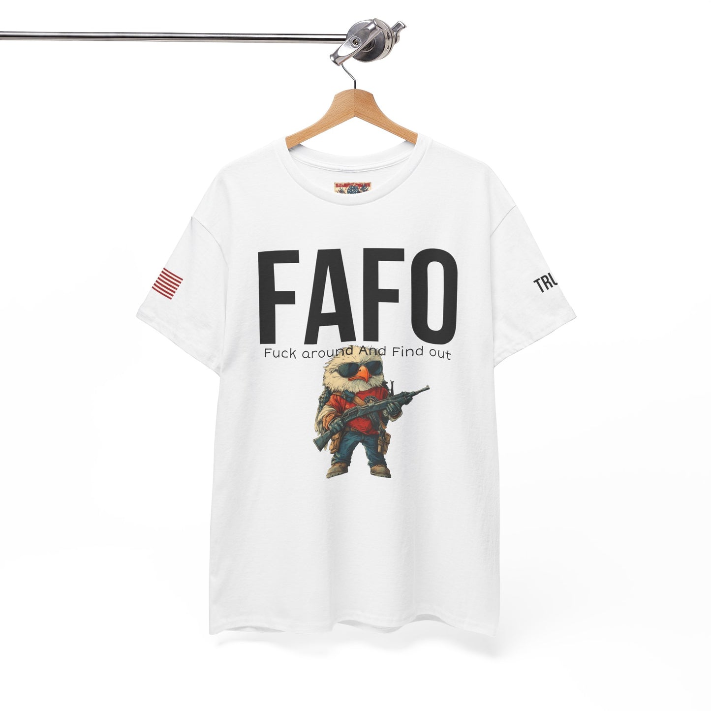 patriotic cartoon  f around print, Unisex Heavy Cotton Tee