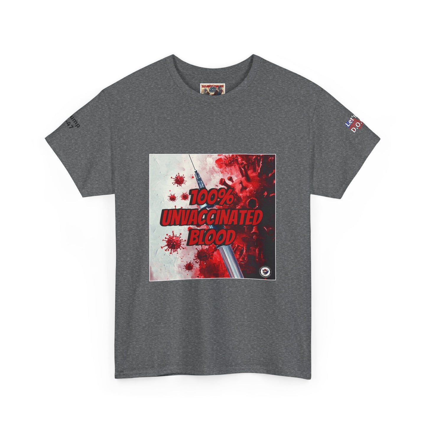 100% and vaccinated blood print, Unisex Heavy Cotton Tee