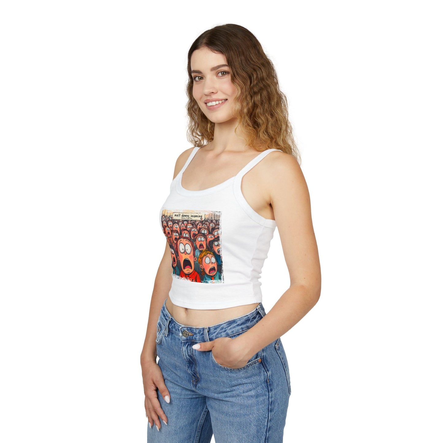 Meltdowns Incoming patriotic print in a Women's Spaghetti Strap Tank Top