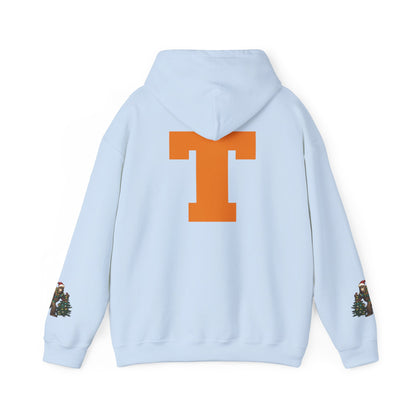 Sasquatch Christmas Hoodie — Holiday Bigfoot Sweater with Tree & Santa Hat