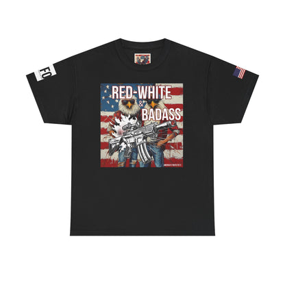 R- patriotic red white and badass trump print, Unisex Heavy Cotton Tee