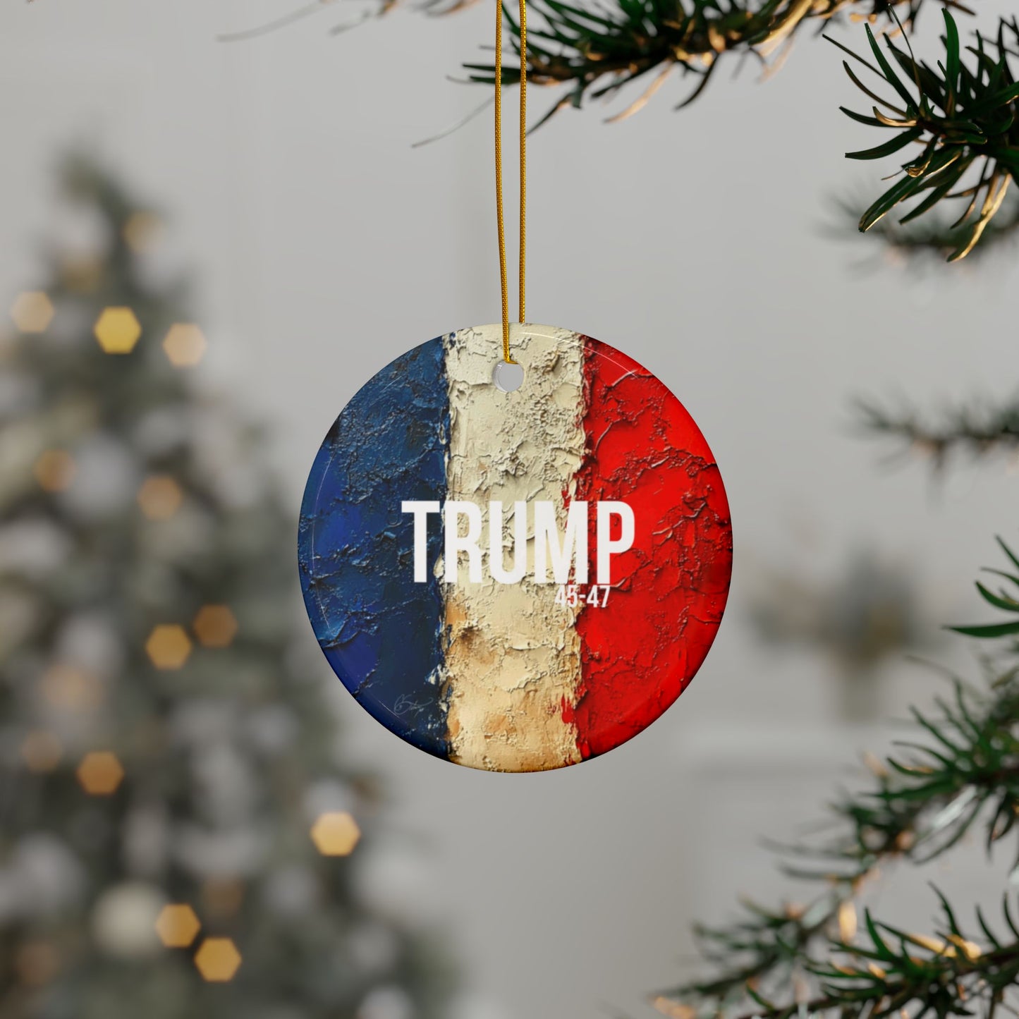 Red white and blue trump print Ceramic Ornaments, 2-Side Print, (1pc, 3pcs, 5pcs, 10pcs)