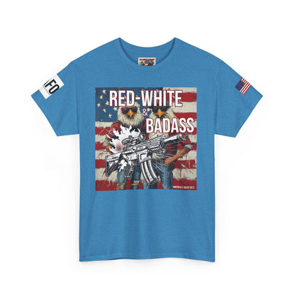 R- patriotic red white and badass trump print, Unisex Heavy Cotton Tee