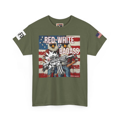 R- patriotic red white and badass trump print, Unisex Heavy Cotton Tee