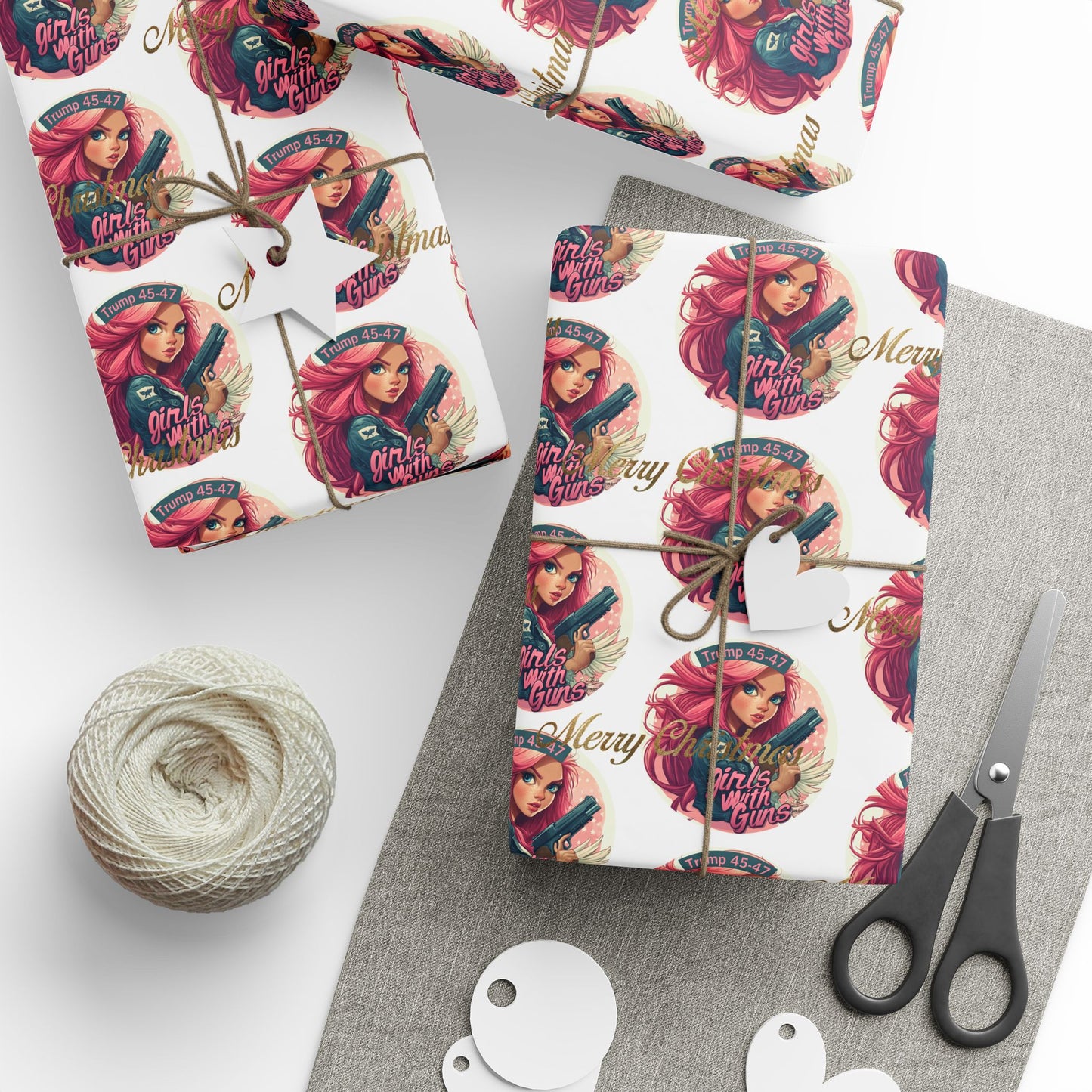 Trump/ Girls with guns Christmas Wrapping Papers