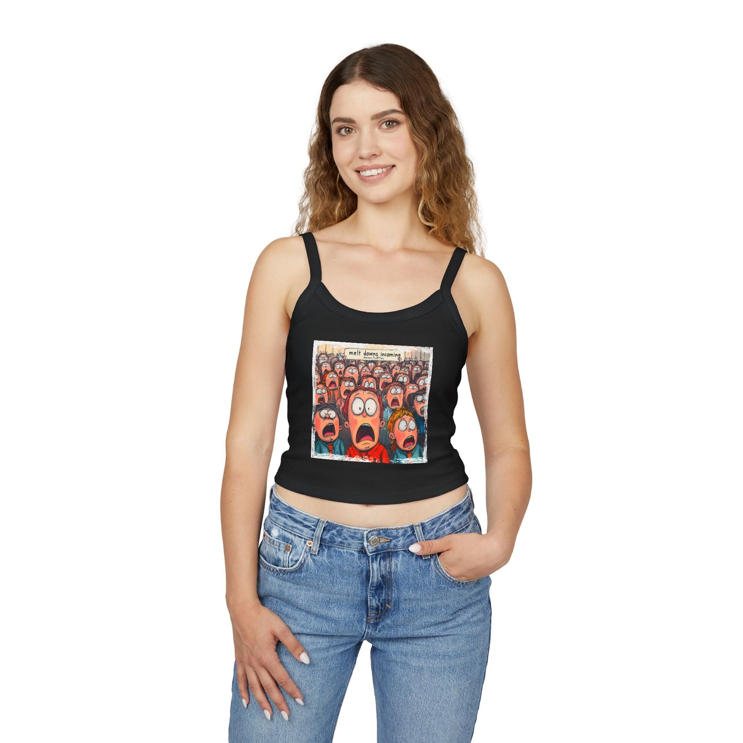 Meltdowns Incoming patriotic print in a Women's Spaghetti Strap Tank Top