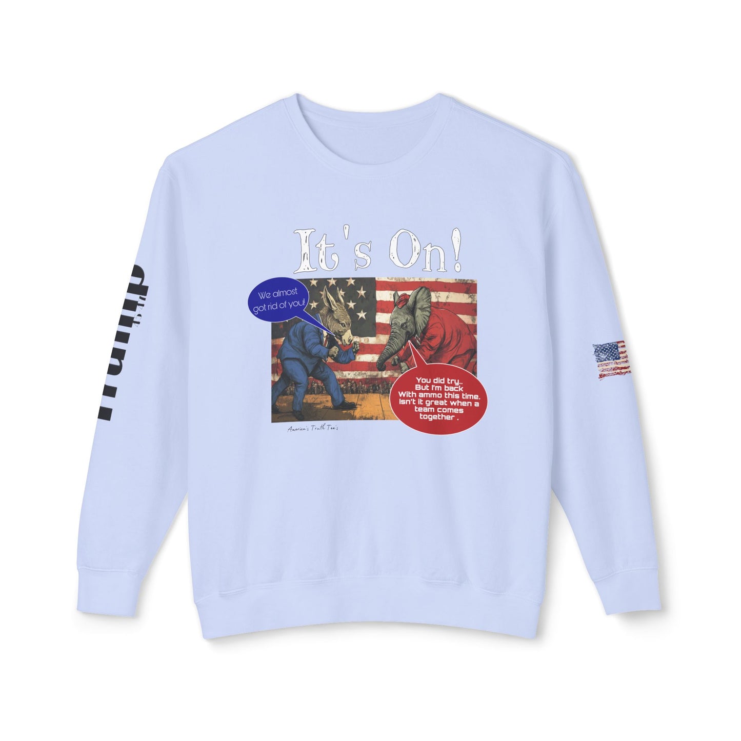 It’s on Trump cartoon print, Unisex Lightweight Crewneck Sweatshirt