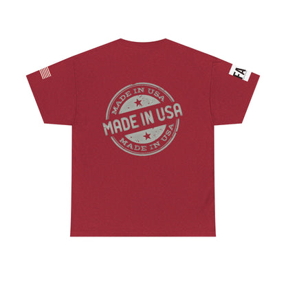 R- patriotic red white and badass trump print, Unisex Heavy Cotton Tee