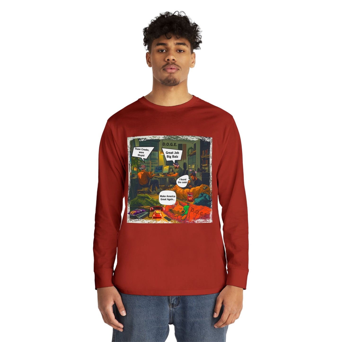 Long Sleeve Tee Doge Cartoon Print