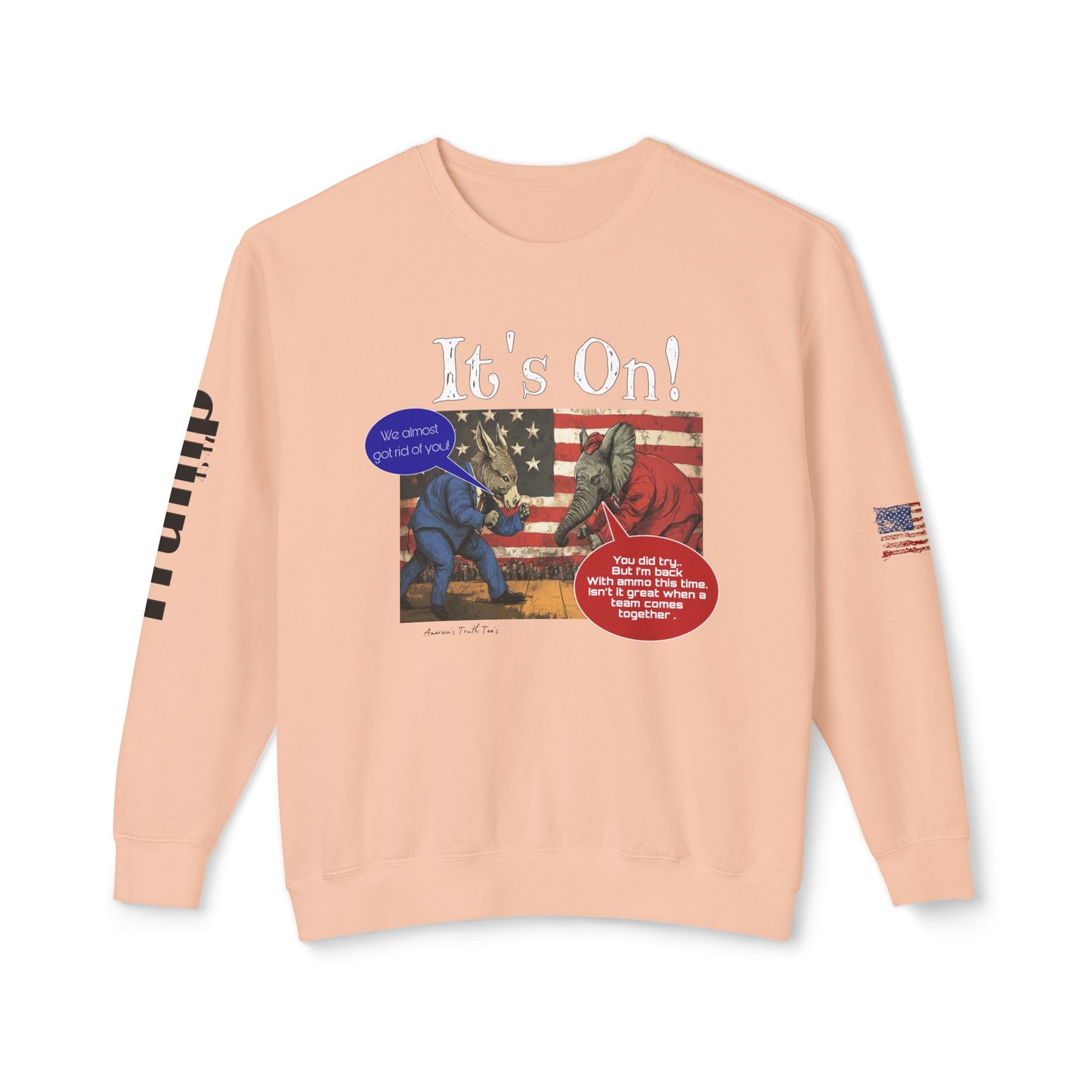 It’s on Trump cartoon print, Unisex Lightweight Crewneck Sweatshirt