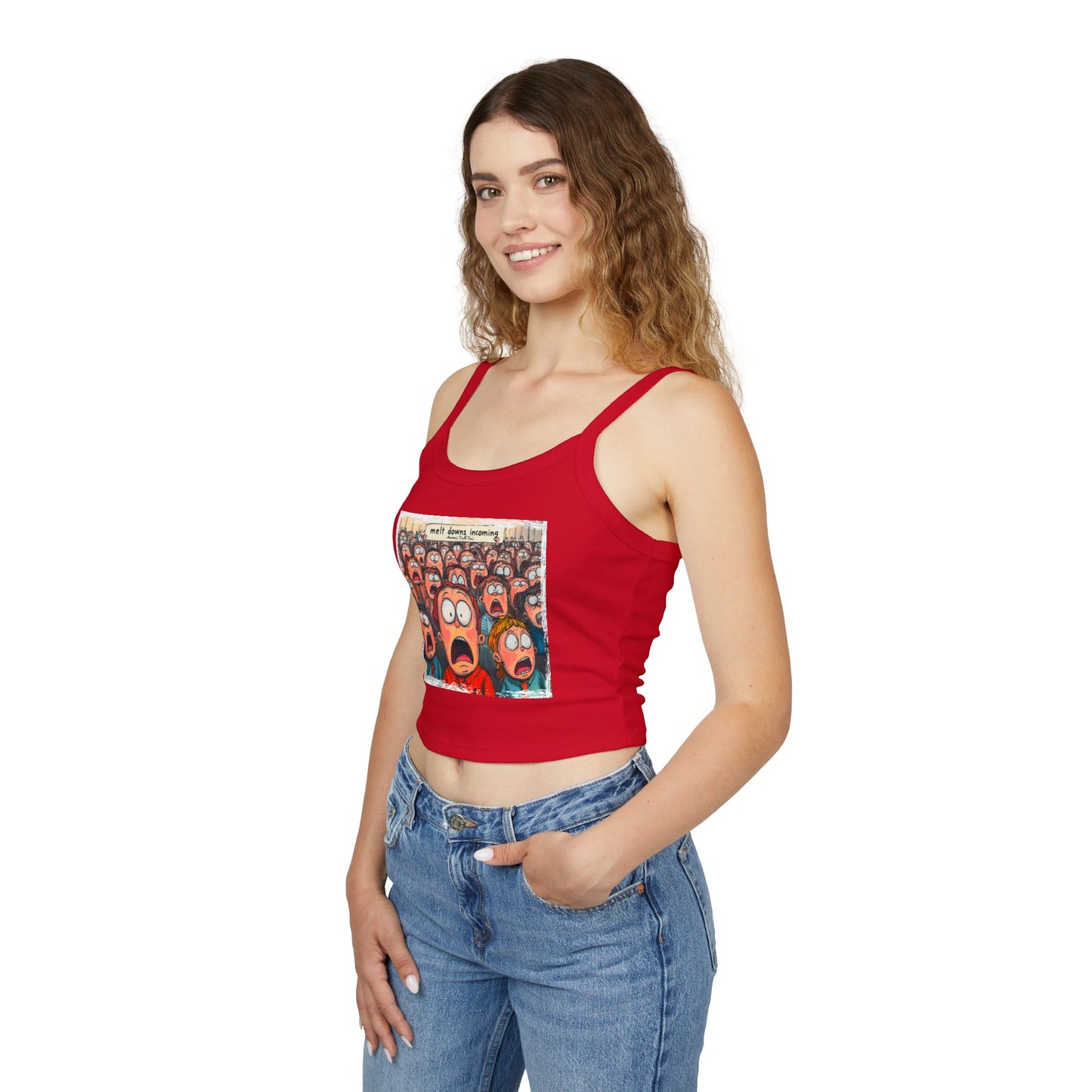 Meltdowns Incoming patriotic print in a Women's Spaghetti Strap Tank Top