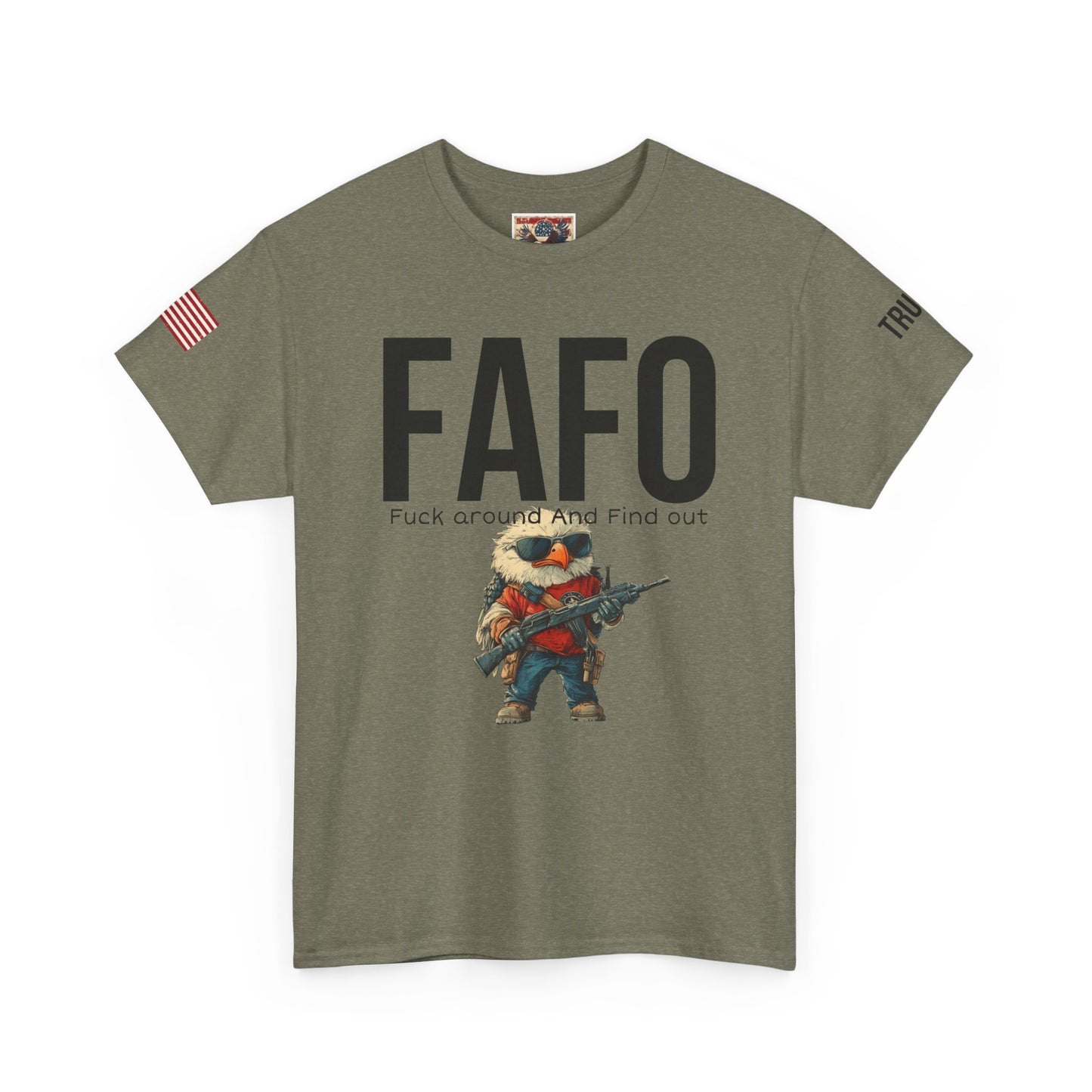 patriotic cartoon  f around print, Unisex Heavy Cotton Tee