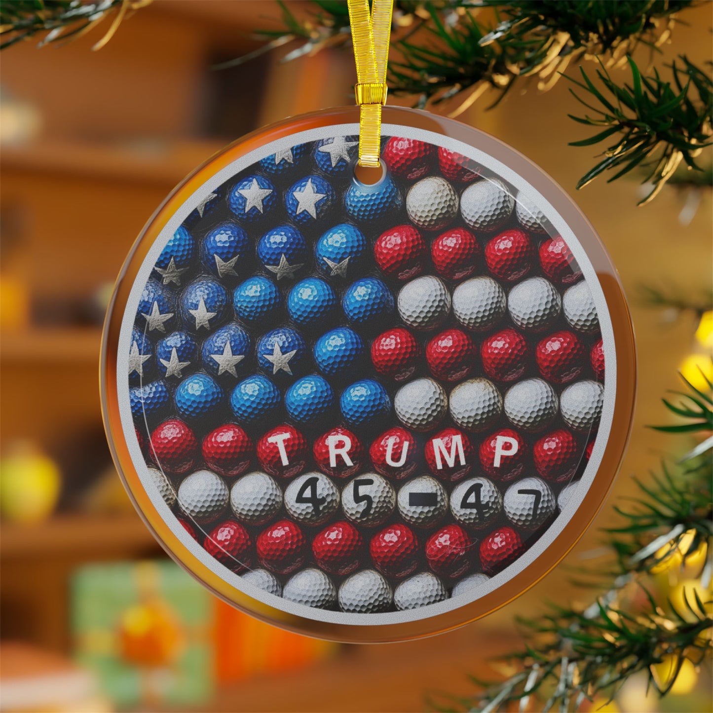 Golf lover trump Glass Ornaments