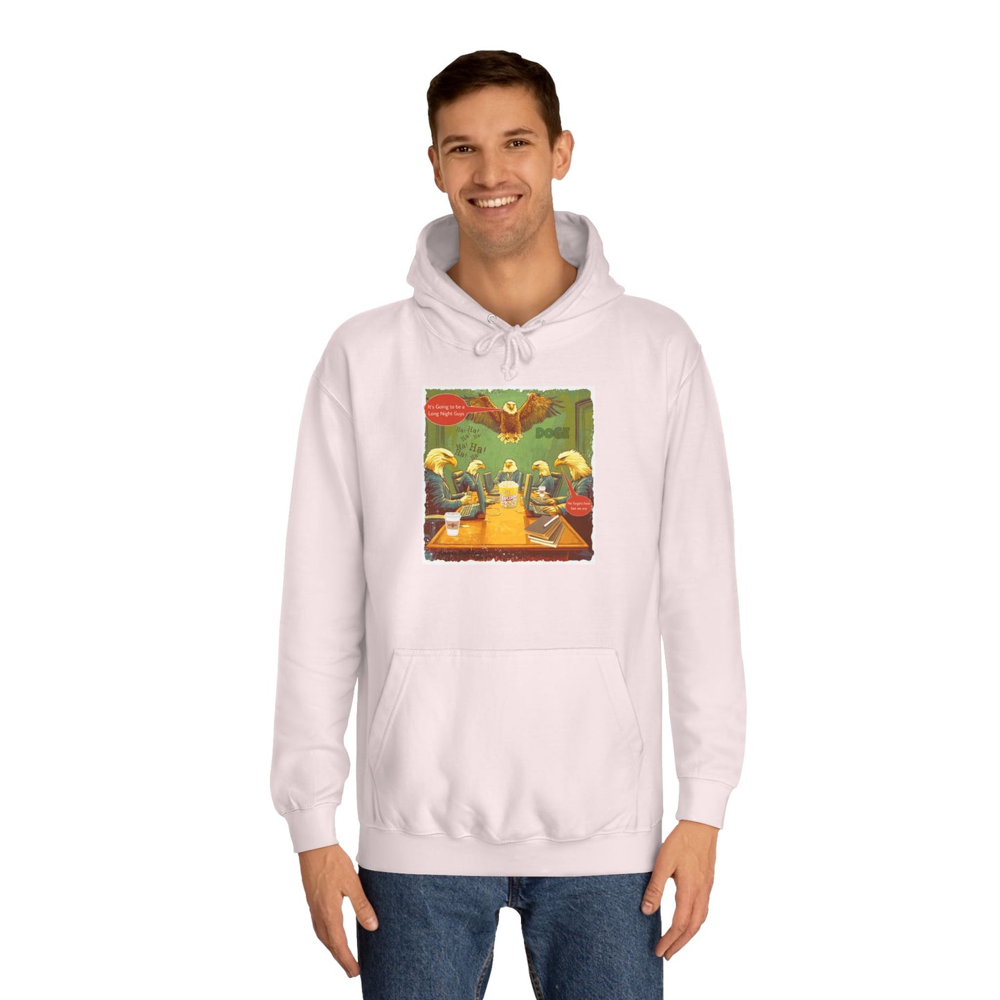 DOGE trump print cartoon, Unisex College Hoodie