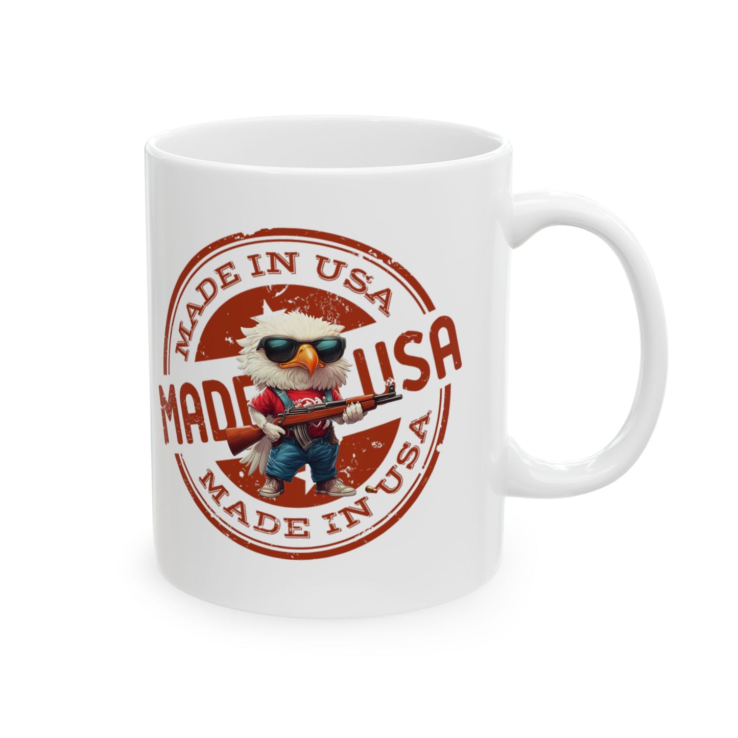 Made in America patriotic print Ceramic Mug, (11oz, 15oz)