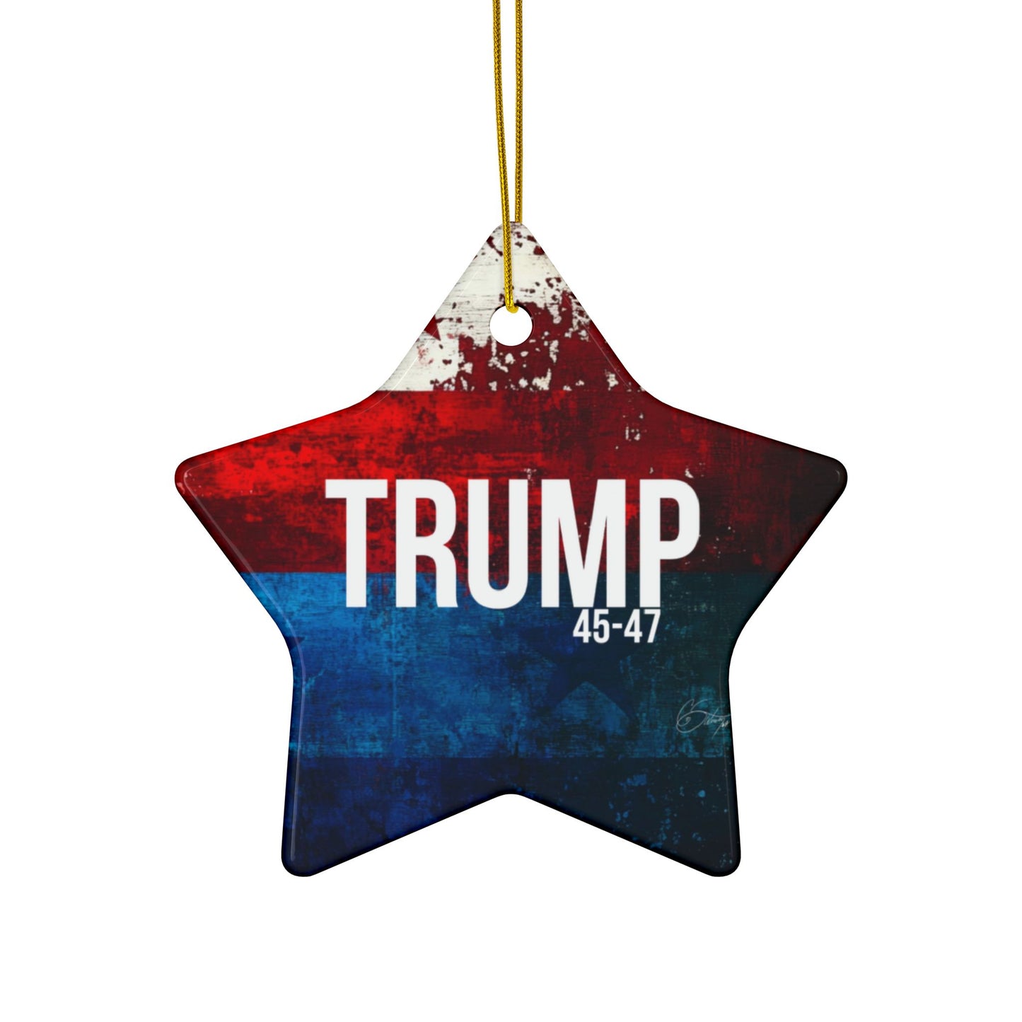 Red white and blue trump print, Ceramic Ornaments, 2-Side Print, (1pc, 3pcs, 5pcs, 10pcs)