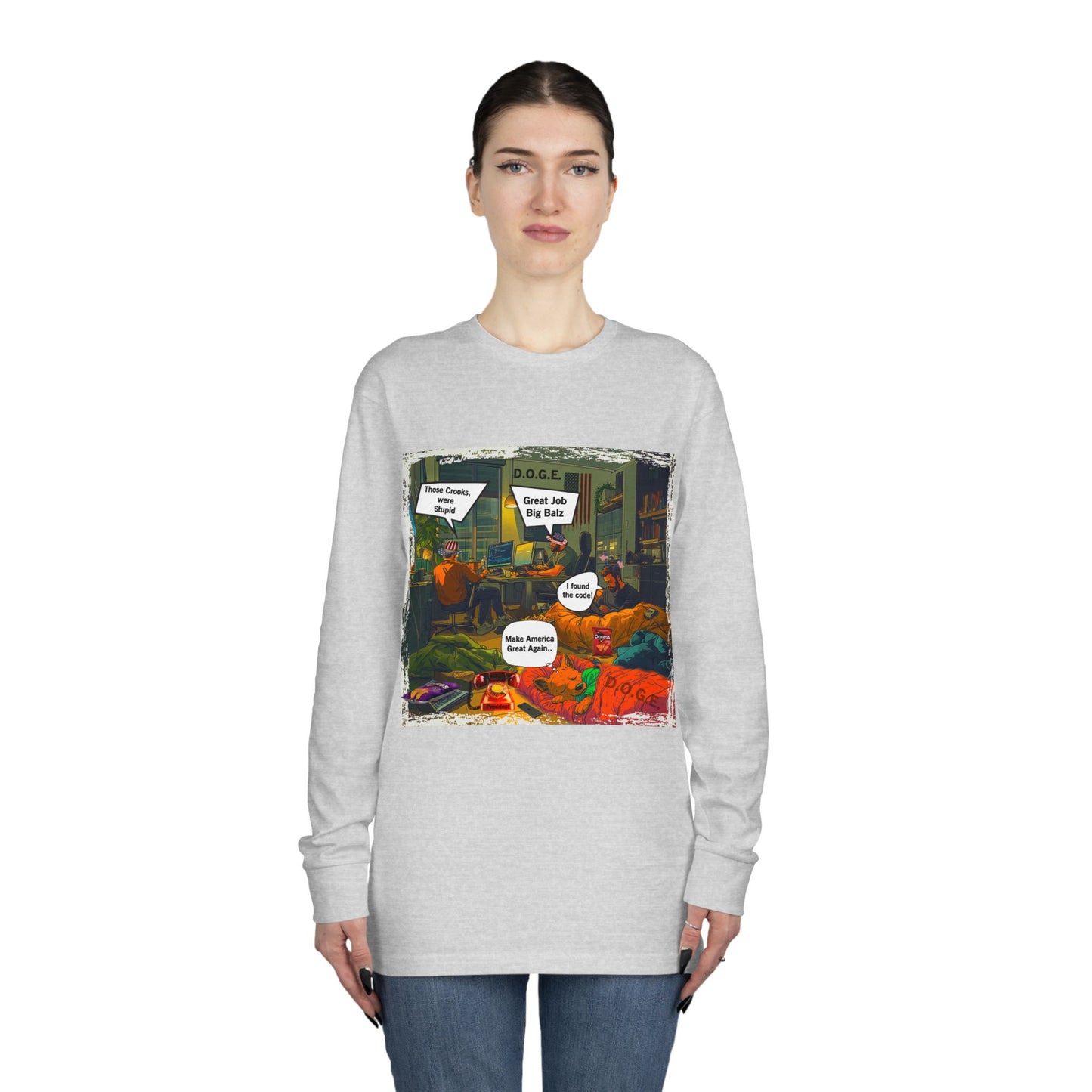 Long Sleeve Tee Doge Cartoon Print