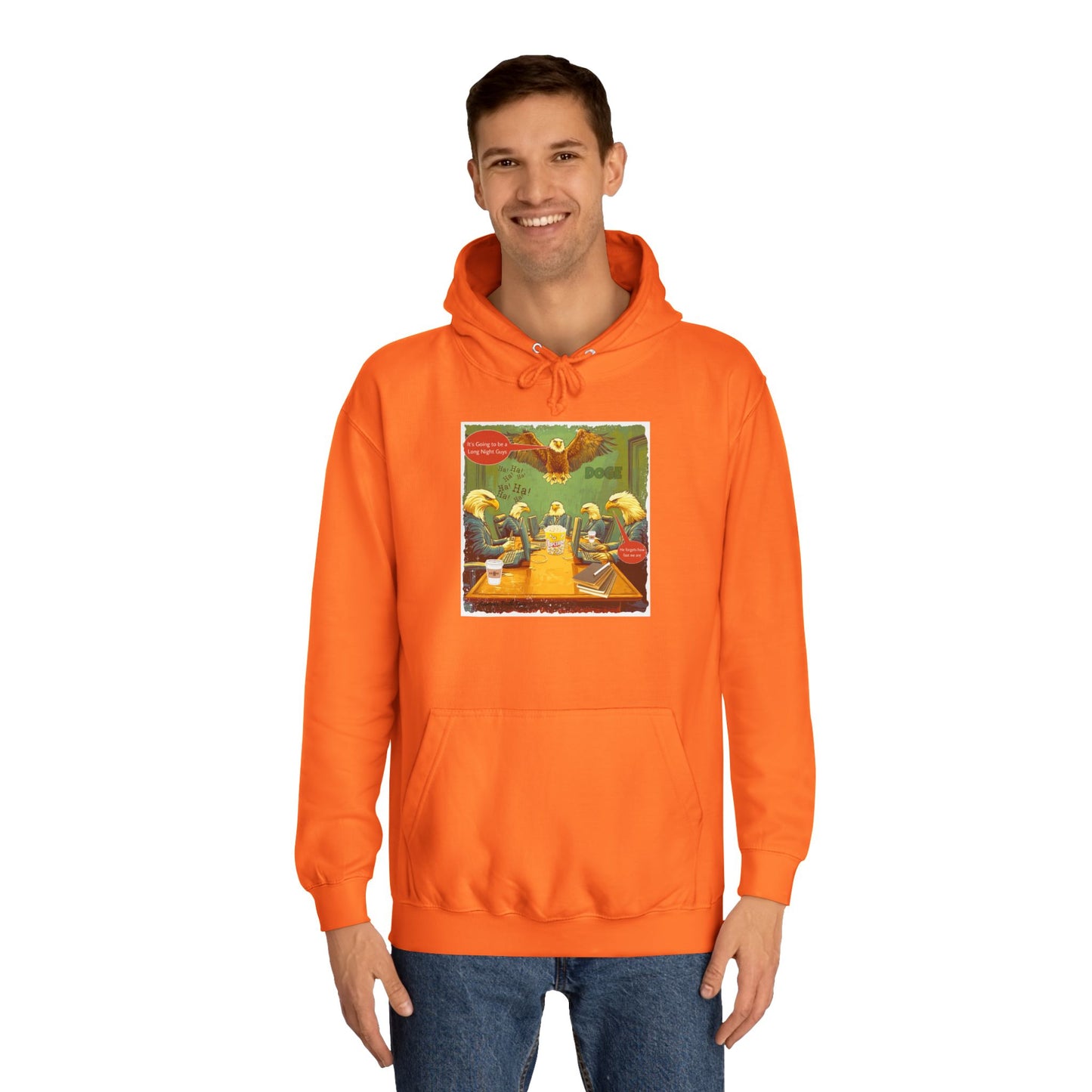 DOGE trump print cartoon, Unisex College Hoodie