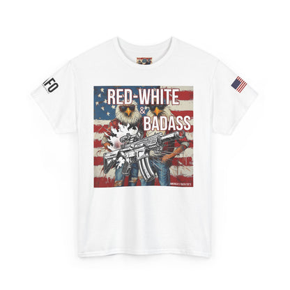 R- patriotic red white and badass trump print, Unisex Heavy Cotton Tee