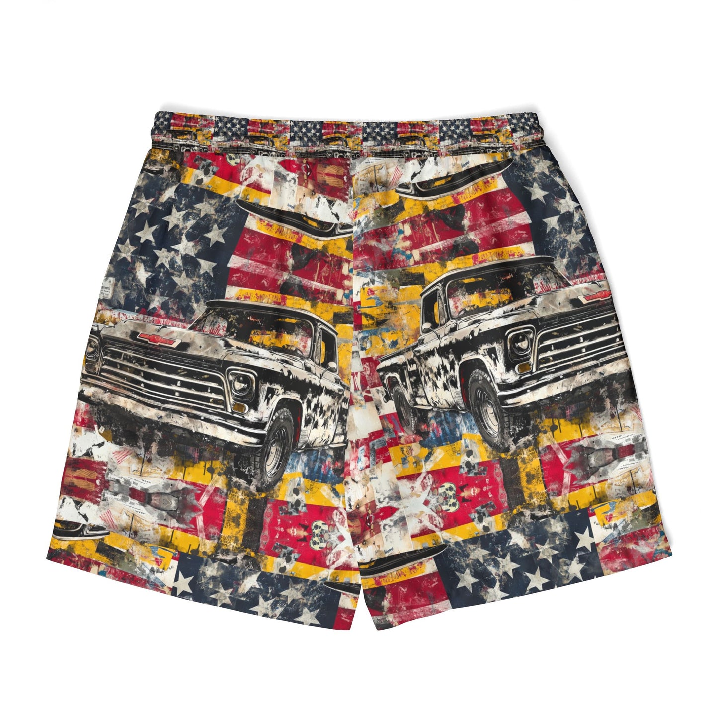 Patriotic Vintage Truck Swim Shorts for Men