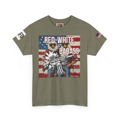 R- patriotic red white and badass trump print, Unisex Heavy Cotton Tee
