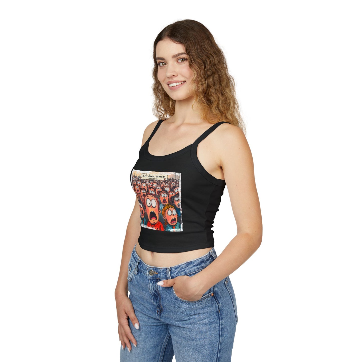 Meltdowns Incoming patriotic print in a Women's Spaghetti Strap Tank Top