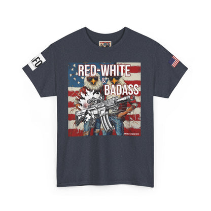 R- patriotic red white and badass trump print, Unisex Heavy Cotton Tee