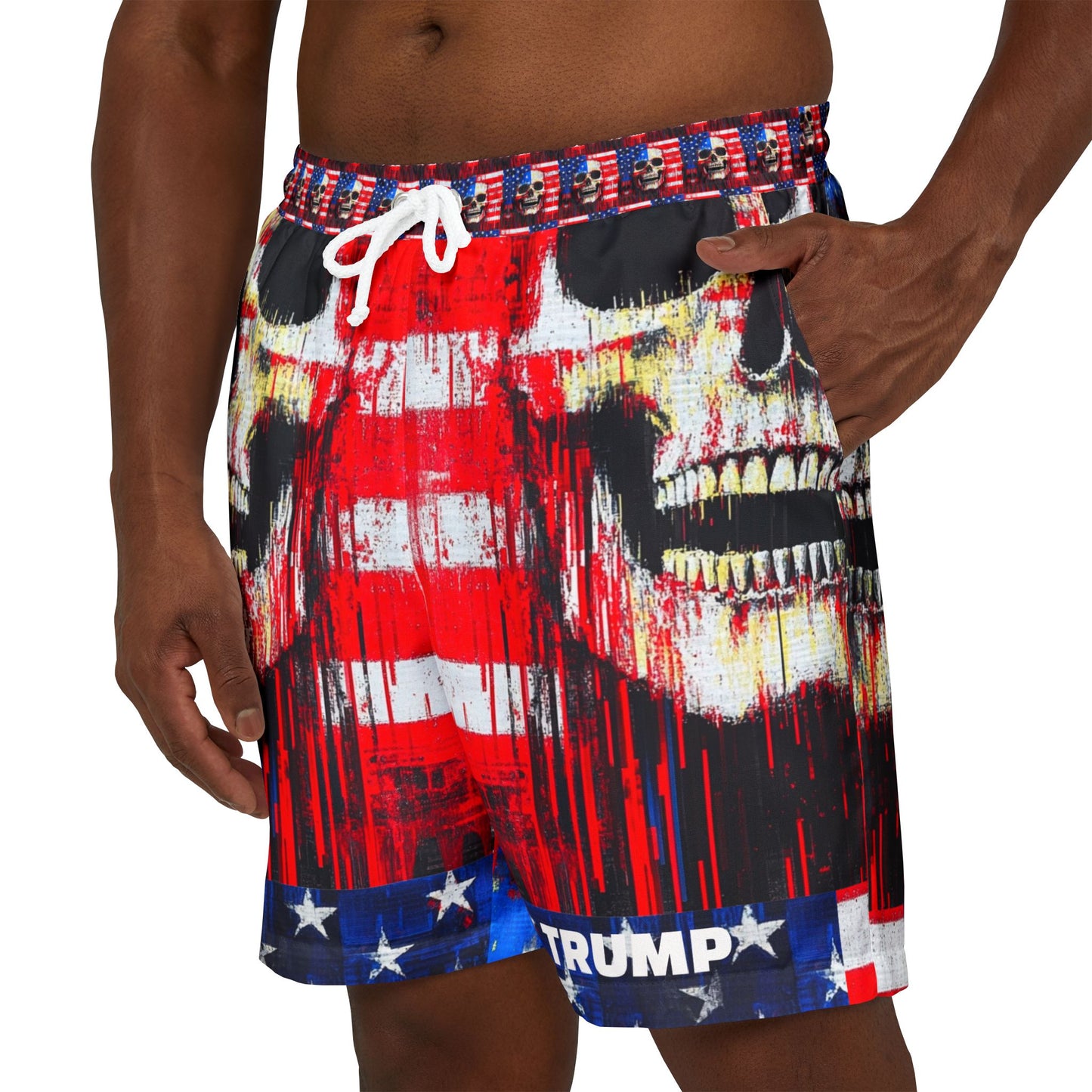 Graphic Skull Swim Shorts | Patriotic Design