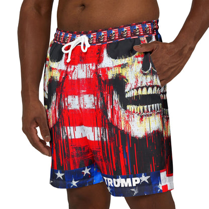 Graphic Skull Swim Shorts | Patriotic Design