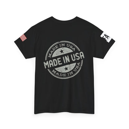 R- patriotic red white and badass trump print, Unisex Heavy Cotton Tee