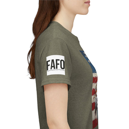 R- patriotic red white and badass trump print, Unisex Heavy Cotton Tee