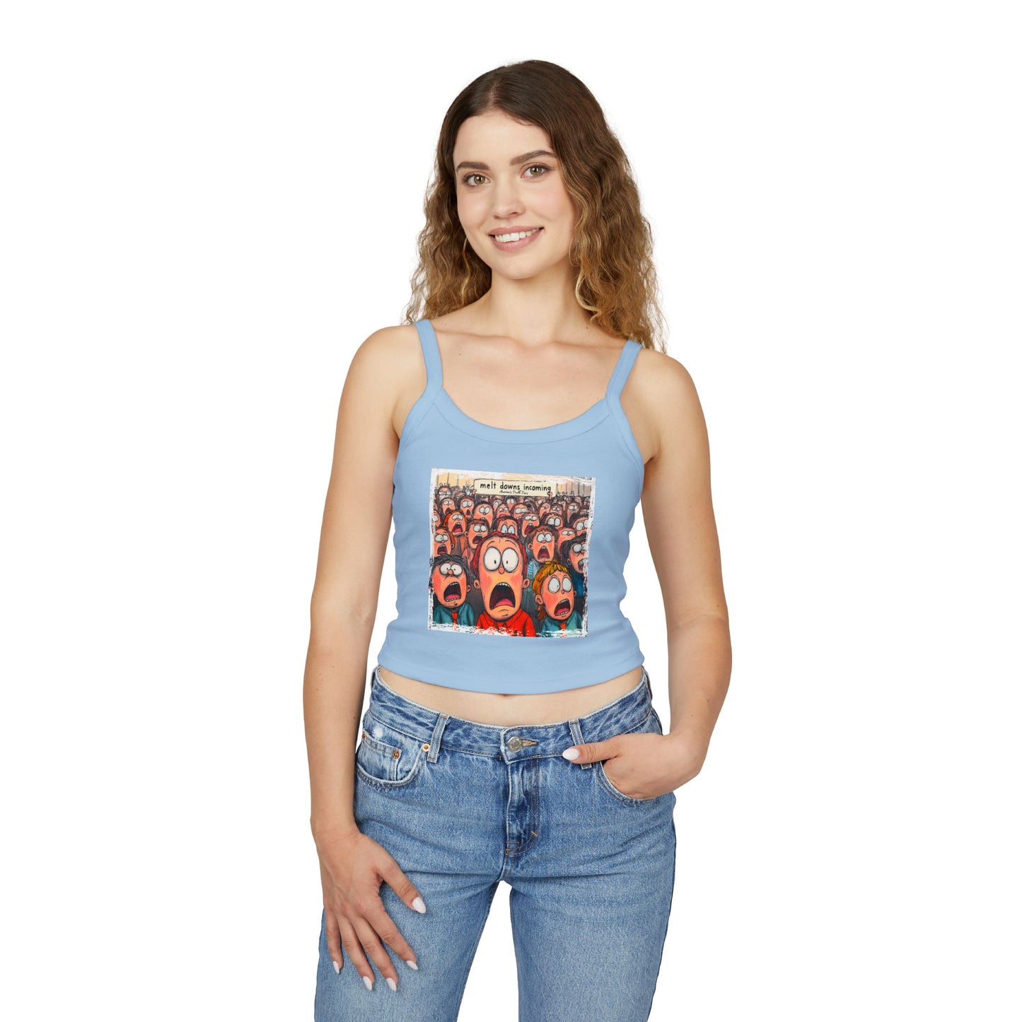 Meltdowns Incoming patriotic print in a Women's Spaghetti Strap Tank Top