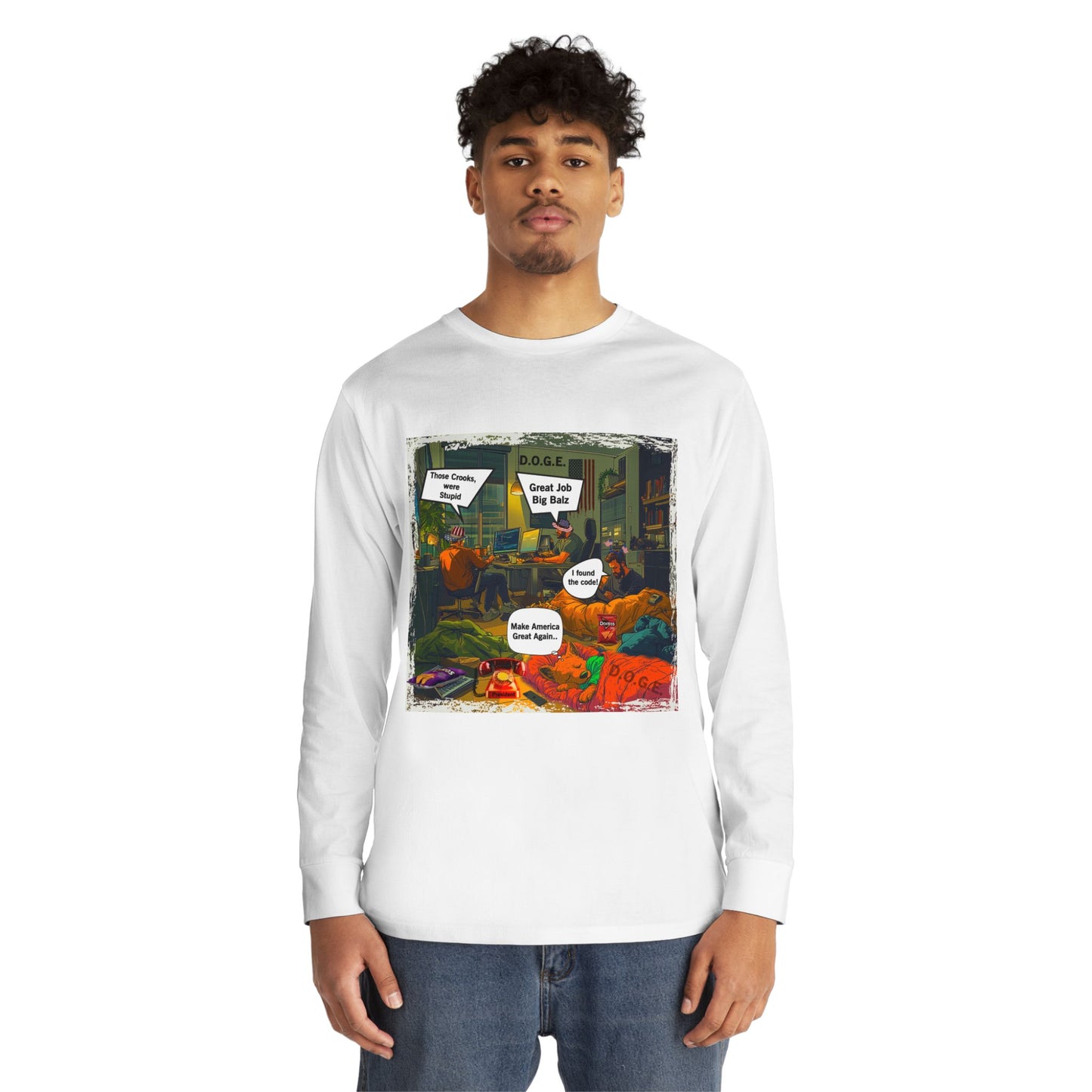 Long Sleeve Tee Doge Cartoon Print