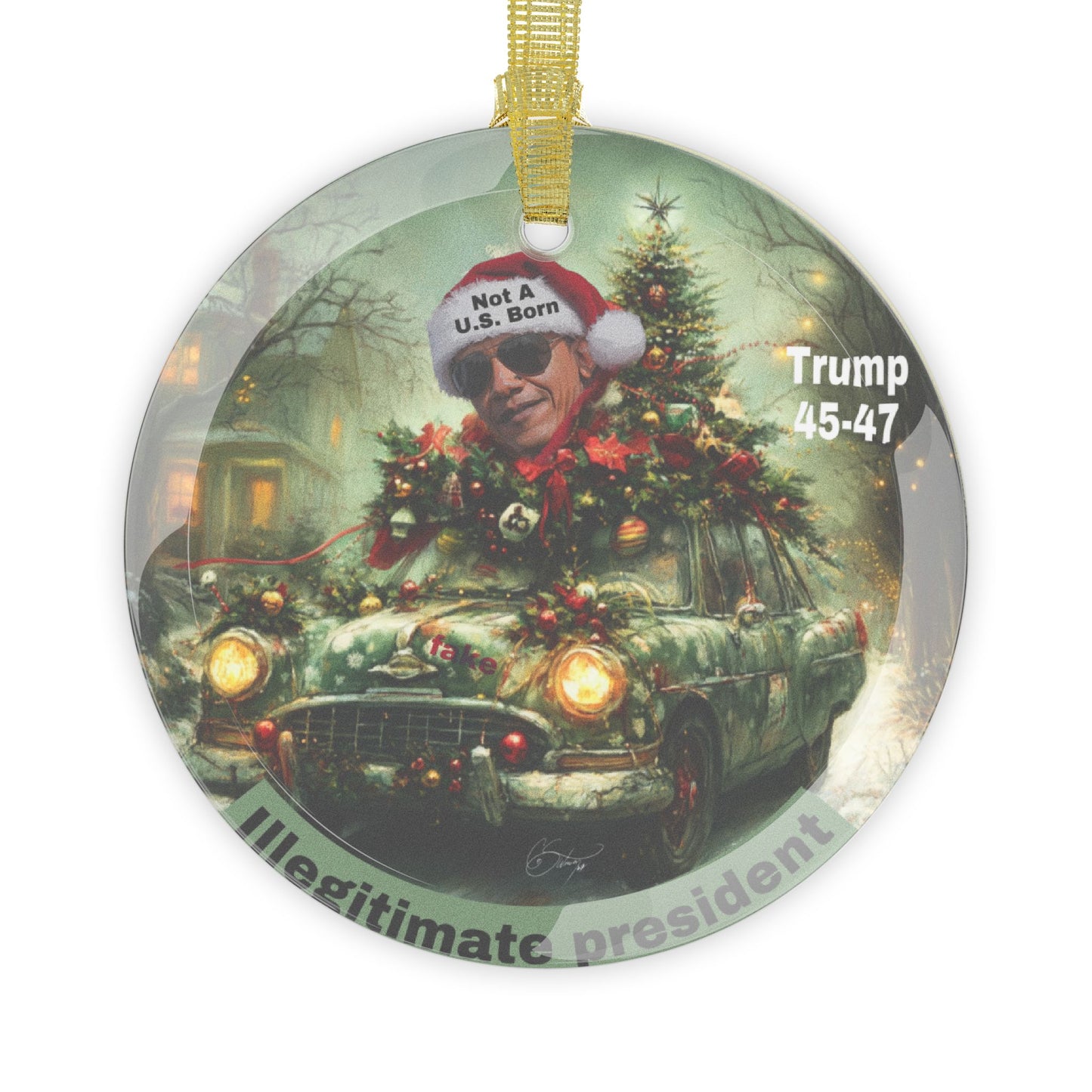 Trump Christmas Glass Ornaments