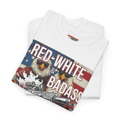 R- patriotic red white and badass trump print, Unisex Heavy Cotton Tee