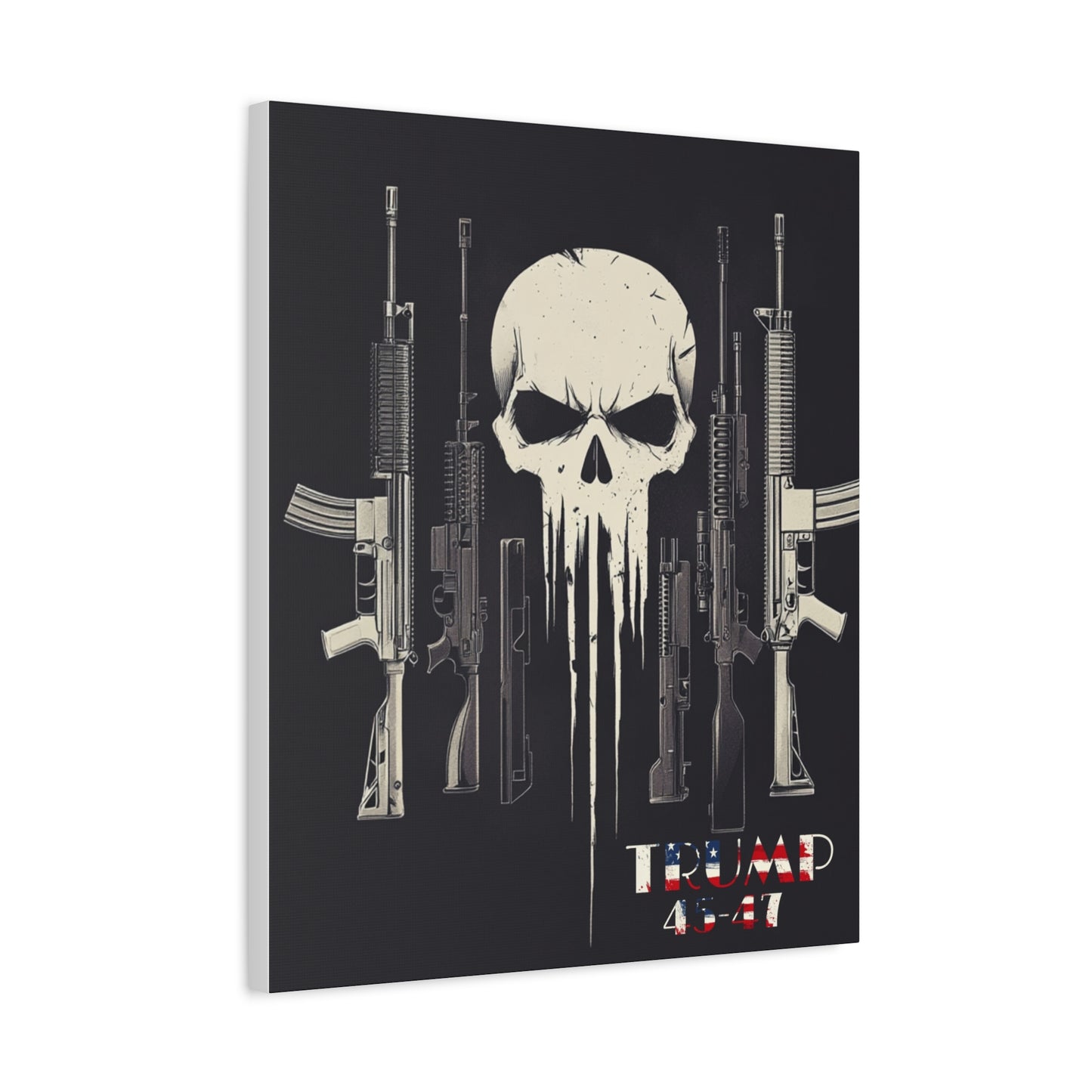 Trump print with skulls and guns, Matte Canvas, Stretched, 1.25"