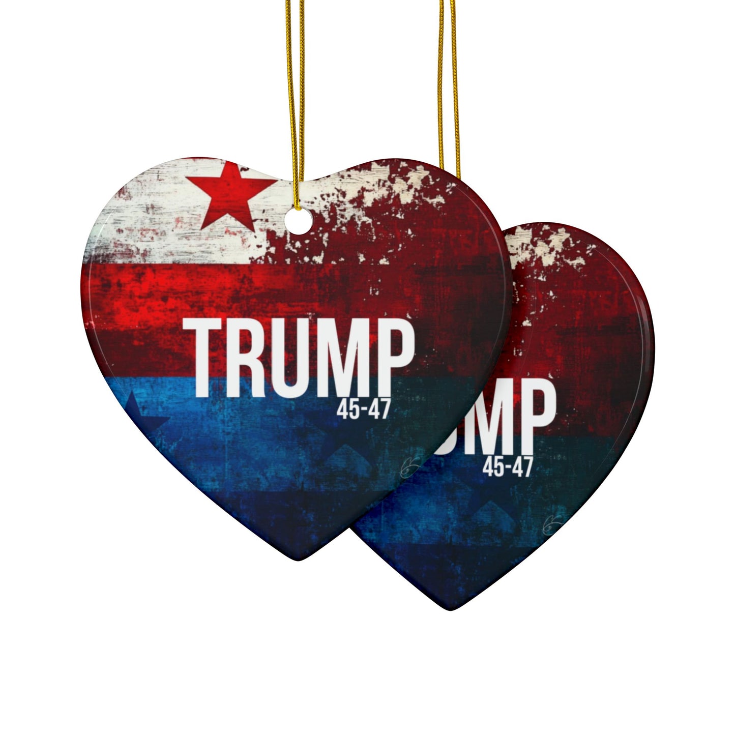 Red white and blue trump print, Ceramic Ornaments, 2-Side Print, (1pc, 3pcs, 5pcs, 10pcs)