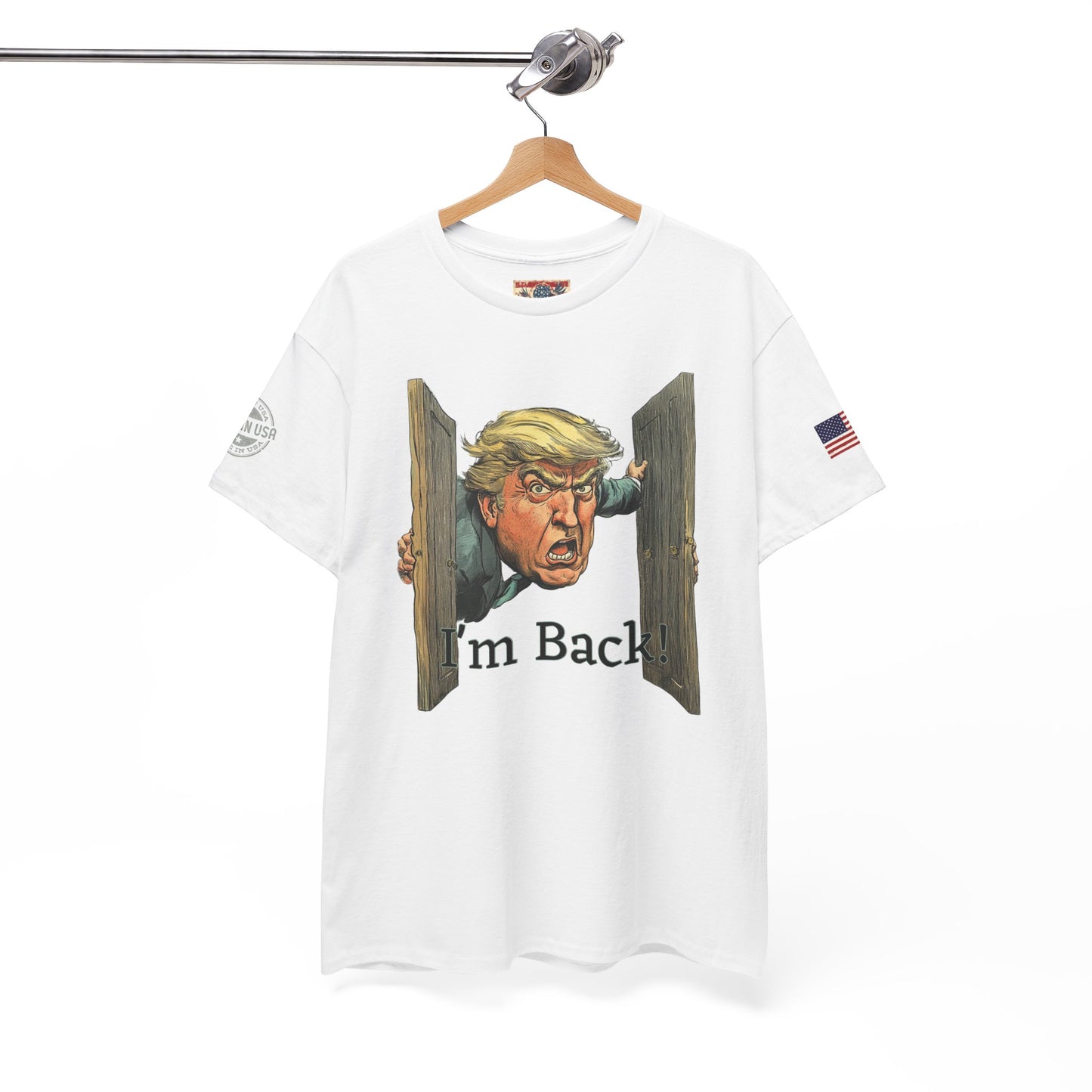 Comical Political Tee - 'I'm Back!' Trump 45-47 Unisex Heavy Cotton Tee