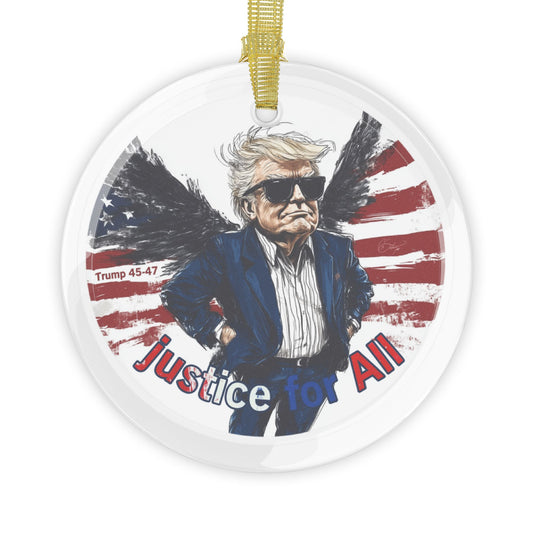 Trump 45-47 Justice for all Glass Ornaments