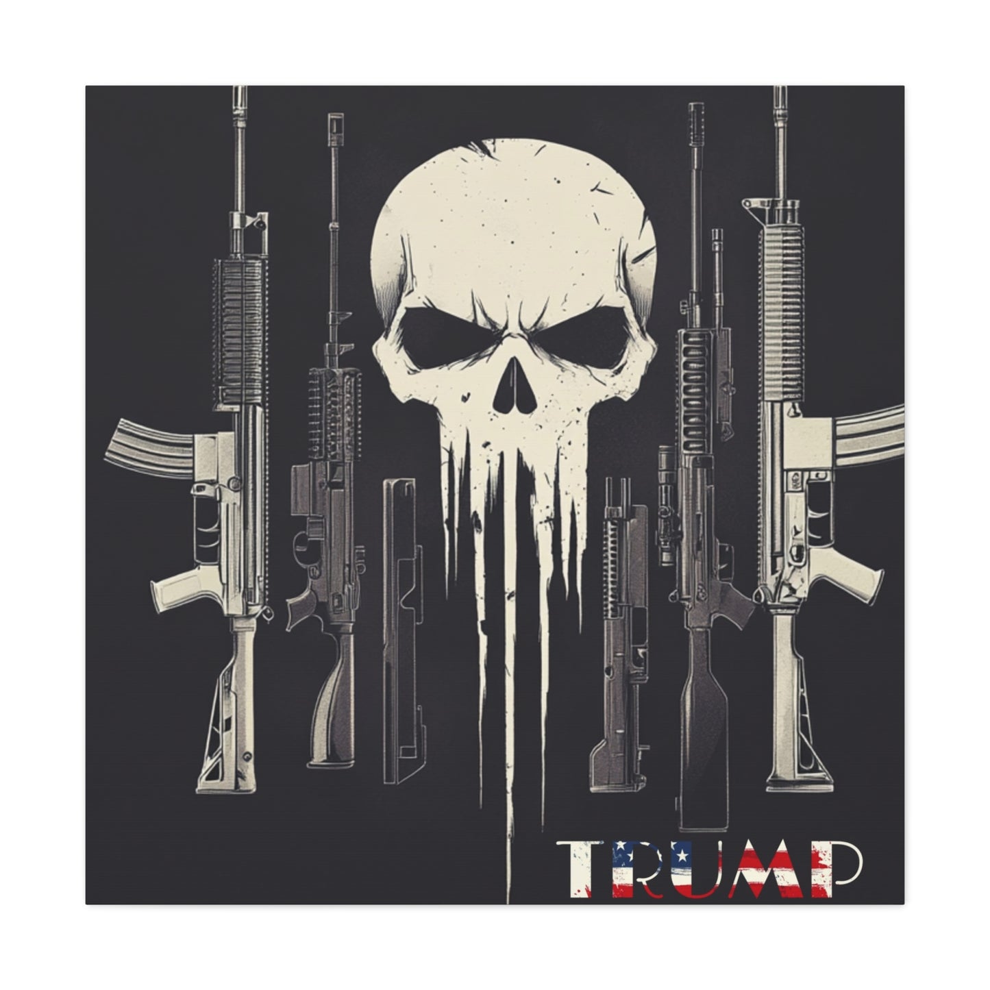 Trump print with skulls and guns, Matte Canvas, Stretched, 1.25"