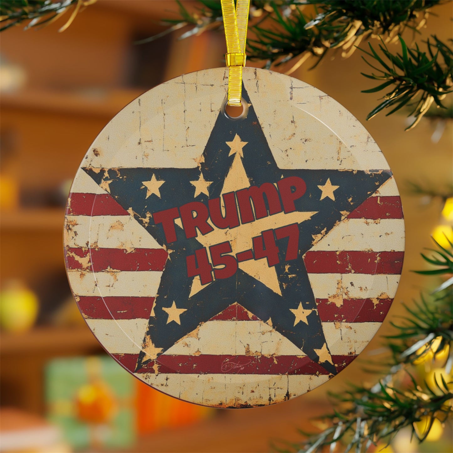 Trump 45-47 Glass Ornaments