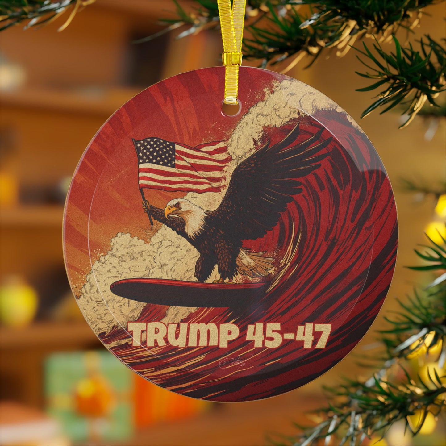 Trump 45-47 Glass Ornaments