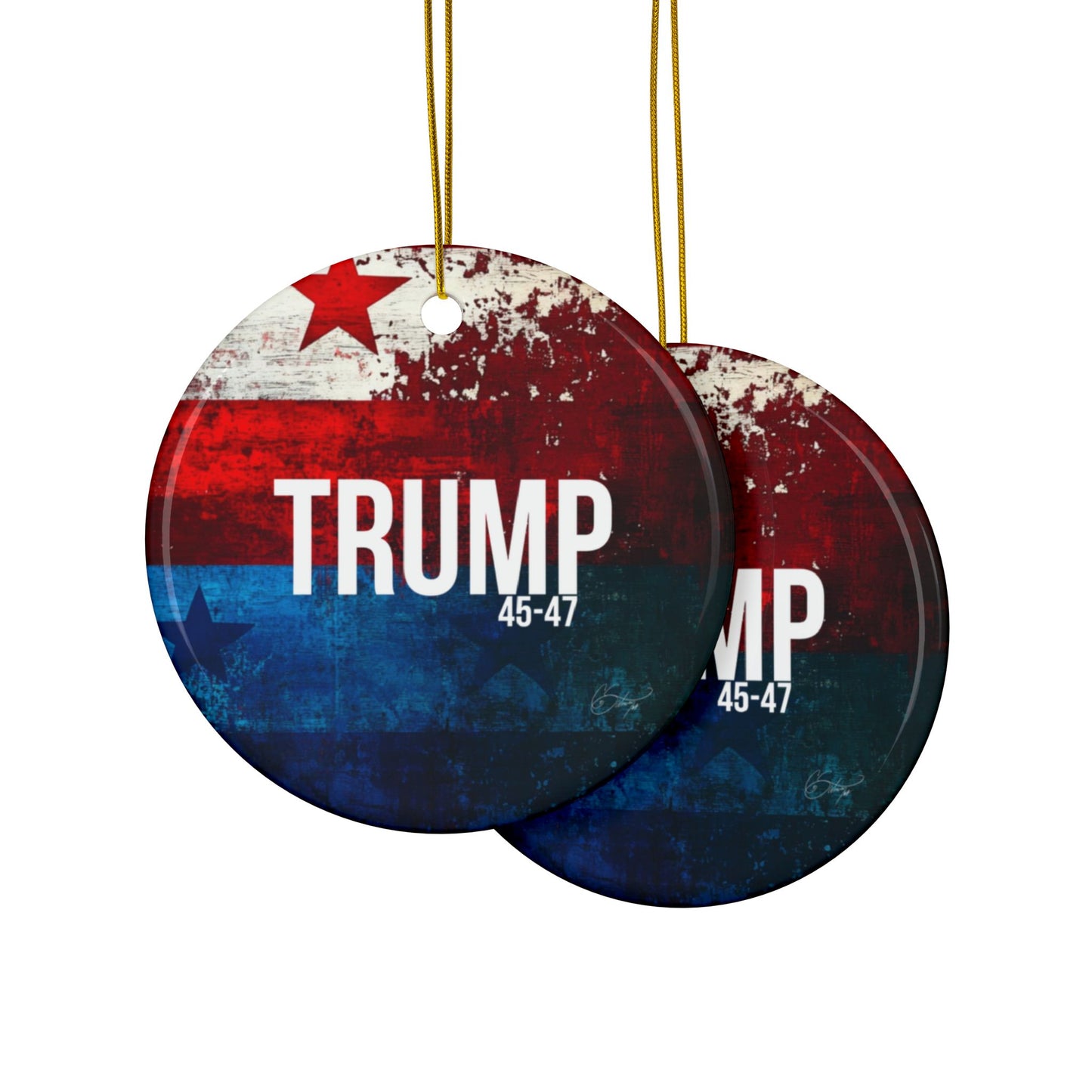 Red white and blue trump print, Ceramic Ornaments, 2-Side Print, (1pc, 3pcs, 5pcs, 10pcs)