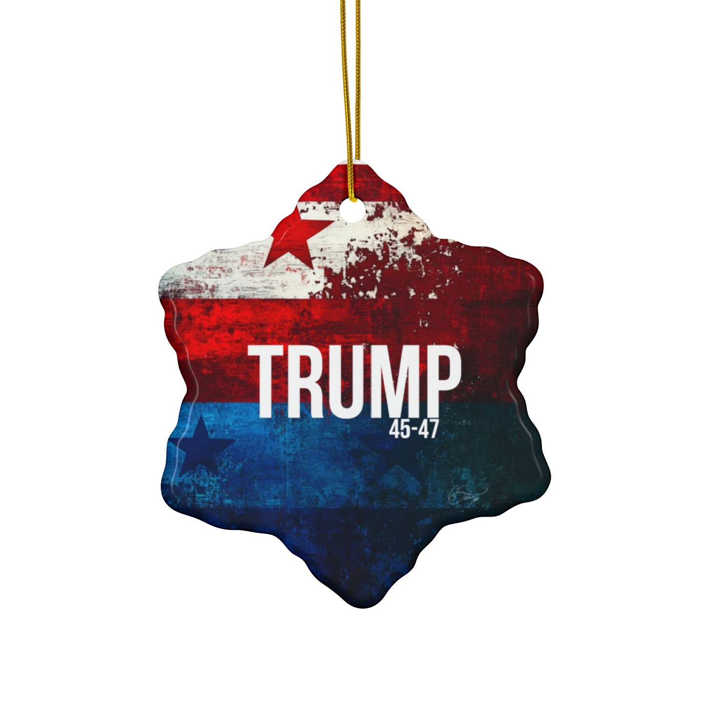 Red white and blue trump print, Ceramic Ornaments, 2-Side Print, (1pc, 3pcs, 5pcs, 10pcs)