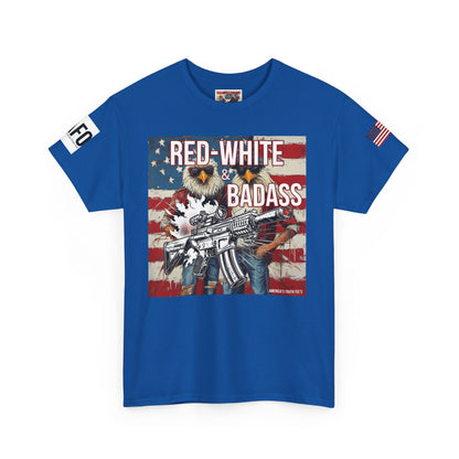 R- patriotic red white and badass trump print, Unisex Heavy Cotton Tee