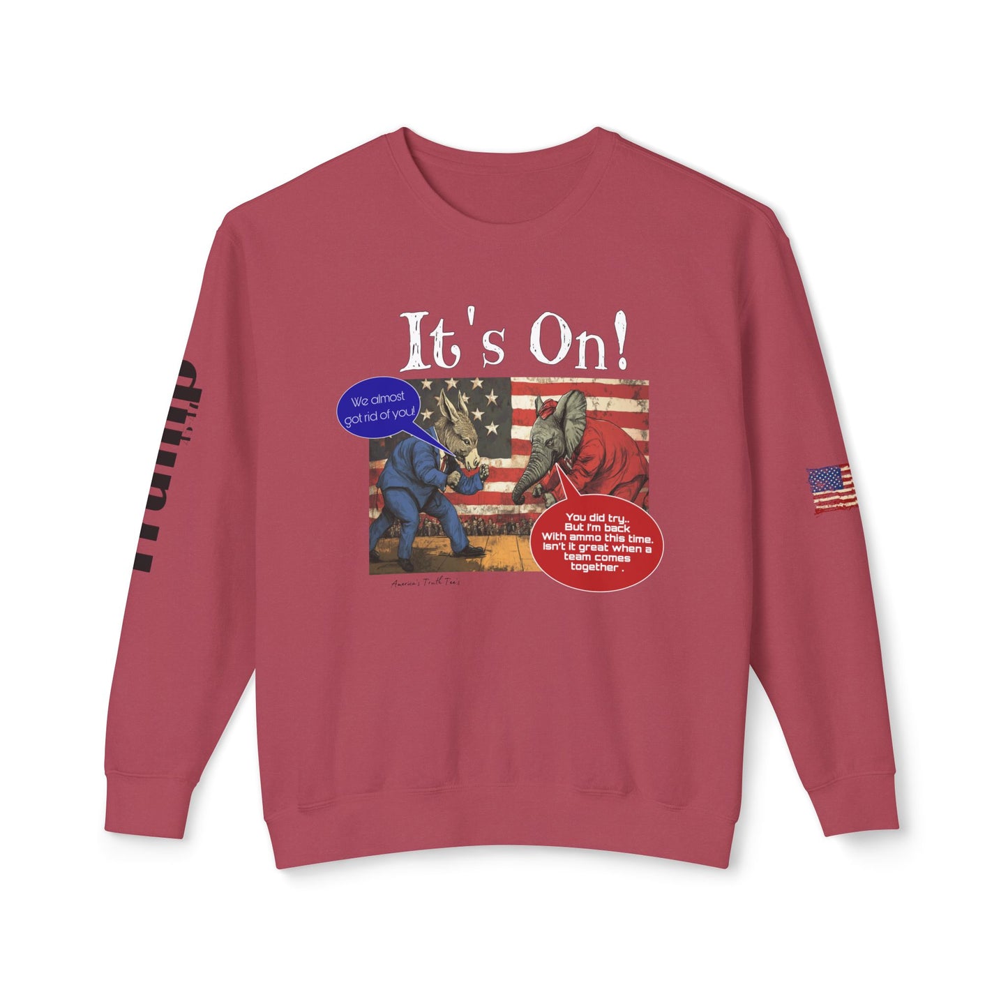 It’s on Trump cartoon print, Unisex Lightweight Crewneck Sweatshirt