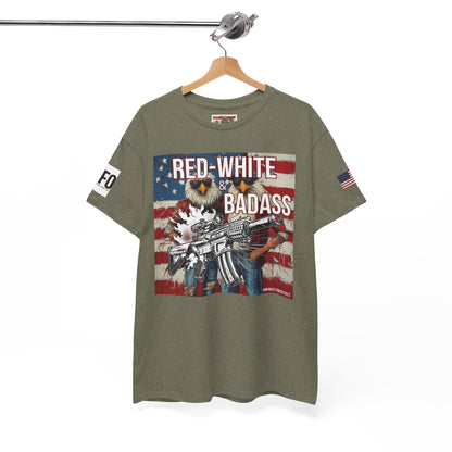 R- patriotic red white and badass trump print, Unisex Heavy Cotton Tee