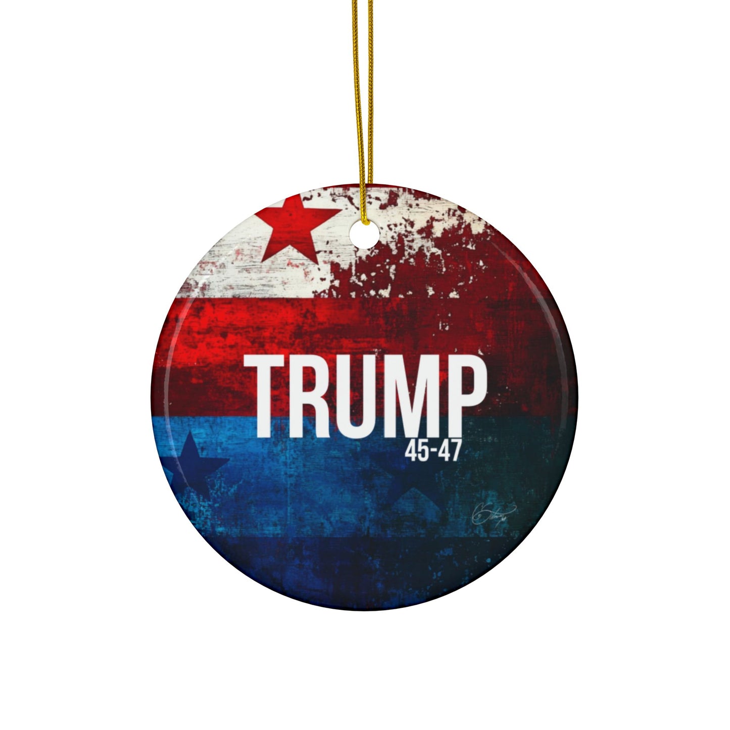 Red white and blue trump print, Ceramic Ornaments, 2-Side Print, (1pc, 3pcs, 5pcs, 10pcs)