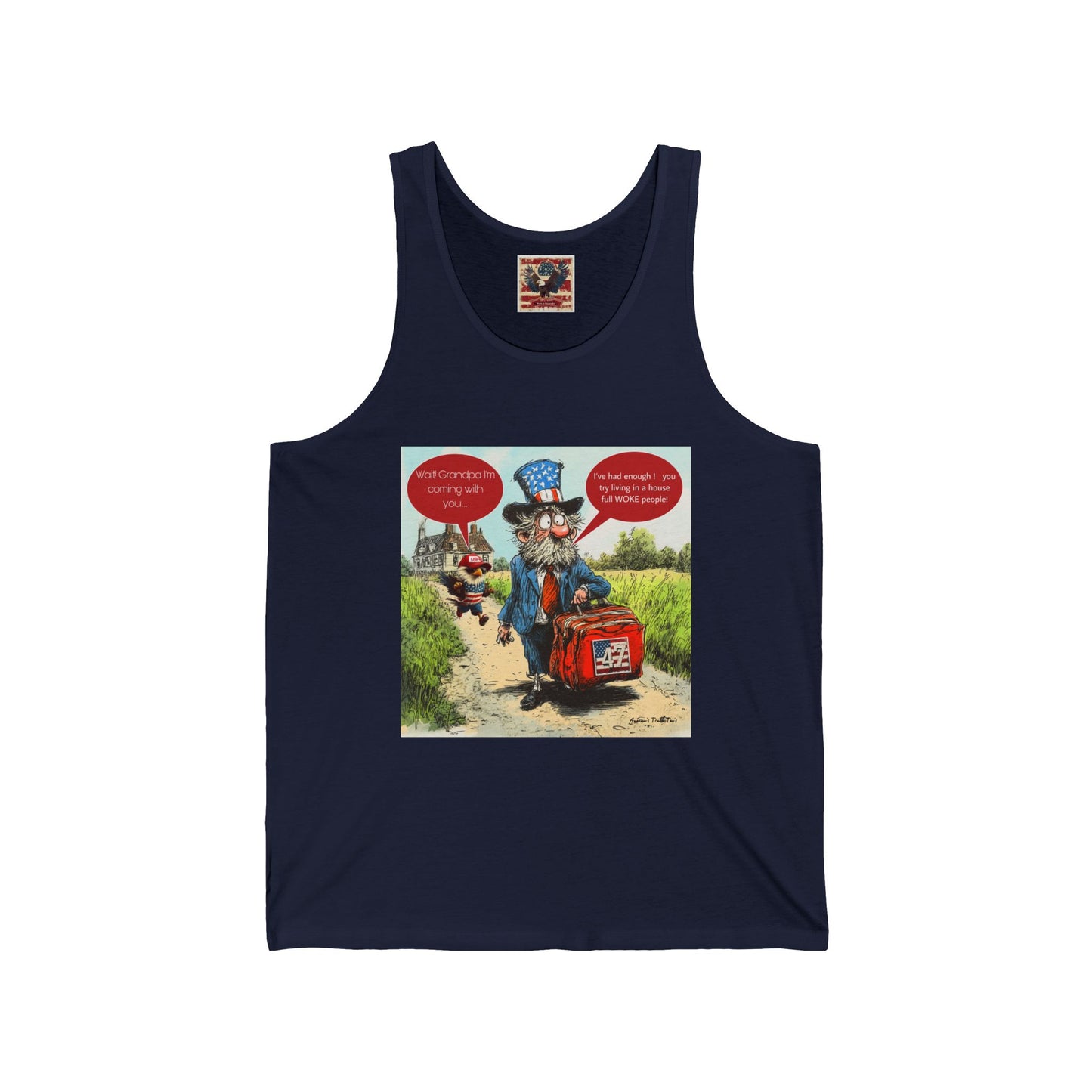 Political cartoon print Unisex Jersey Tank